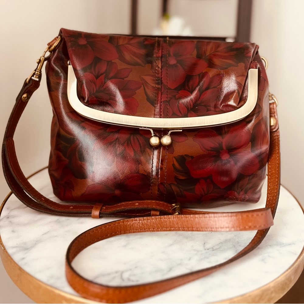 Patricia Nash Burgundy and Chestnut Floral Crossbody Bag - Picture 4 of 7